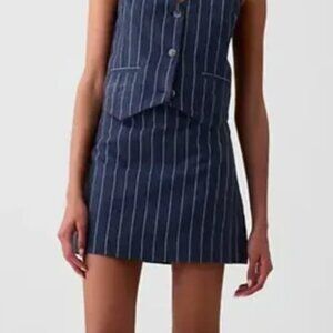 NWT Gap Pinstripe Linen Mini Skirt
